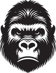 Gorilla head mascot Silhouette isolated on white background Minimalist vector