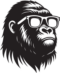 Gorilla head mascot Silhouette isolated on white background Minimalist vector