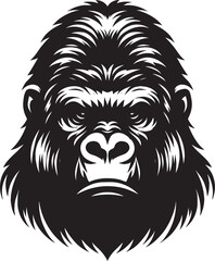 Gorilla head mascot Silhouette isolated on white background Minimalist vector