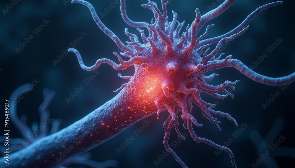 Poster neural network in action a vivid illustration of a neurons complexity
