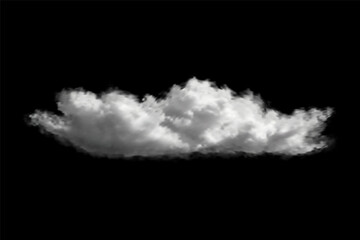 White cloud on black. A large horizontal cloud of vapor, gas, or smoke, translucent