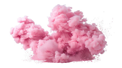Abstract pink cloud of smoke isolated on black background.