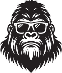 Gorilla head mascot Silhouette isolated on white background Minimalist vector