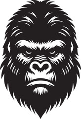 Gorilla head mascot Silhouette isolated on white background Minimalist vector