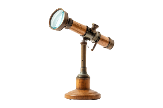 Antique Brass Telescope on Wooden Stand