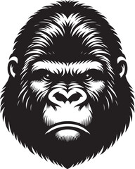 Gorilla head mascot Silhouette isolated on white background Minimalist vector