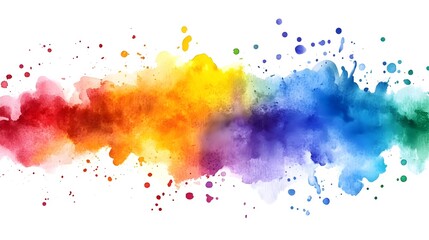 Vibrant Watercolor Splash in Rainbow Hues - Elegant Abstract Birthday Background