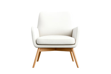 White armchair with wooden legs
