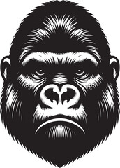 Gorilla head mascot Silhouette isolated on white background Minimalist vector