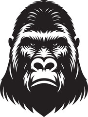 Gorilla head mascot Silhouette isolated on white background Minimalist vector