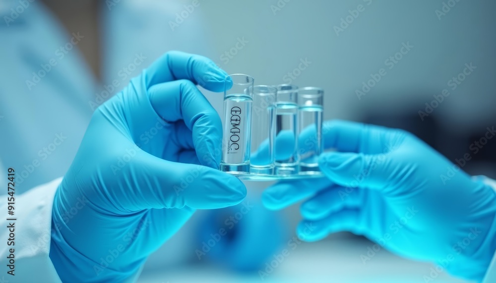 Poster precision in science handling test tubes