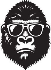 Gorilla head mascot Silhouette isolated on white background Minimalist vector