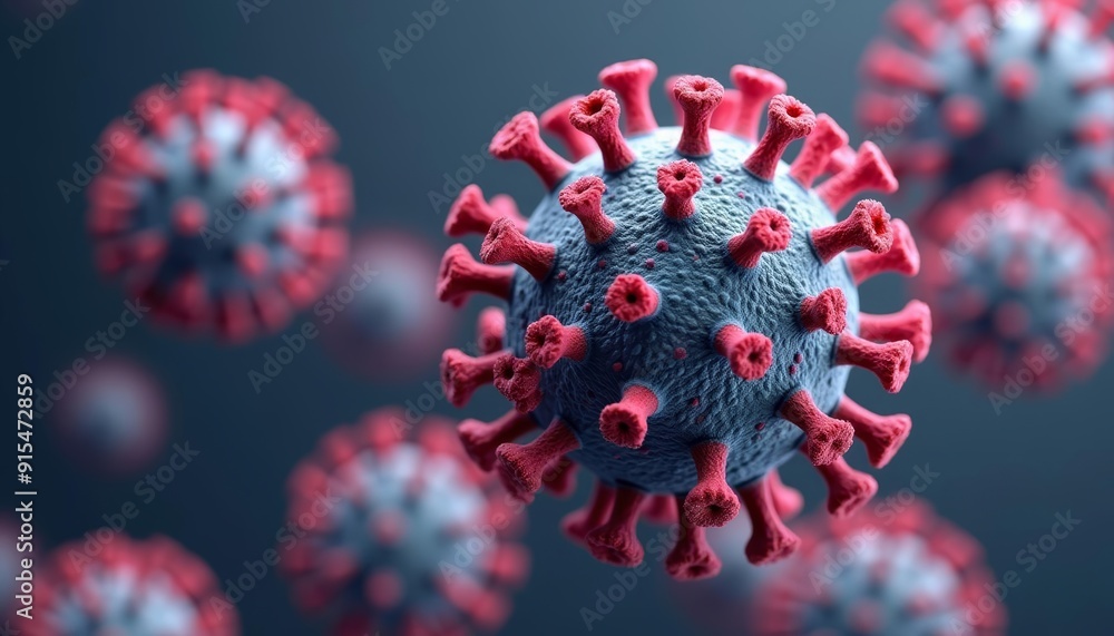 Aufkleber viral particles in motion a 3d rendering of a virus