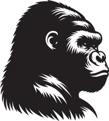 Gorilla head mascot Silhouette isolated on white background Minimalist vector