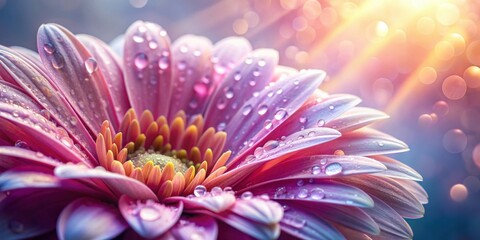 Obraz premium Morning dew enhancing details of delicate flower petals, morning, dew, delicate, petals, flowers, magnified, intricate, details