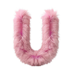 Pink fluffy letter U isolated on black background.  Perfect for playful designs and branding.