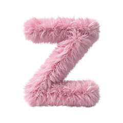 Fototapeta premium Pink fluffy letter Z isolated on black background. 3D rendered illustration. Suitable for alphabet, font, and letter designs.