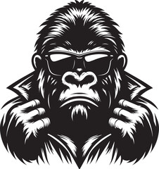 Gorilla head mascot Silhouette isolated on white background Minimalist vector © Md Hasan