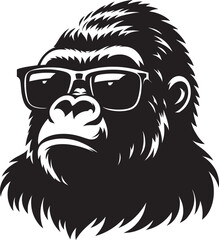 Gorilla head mascot Silhouette isolated on white background Minimalist vector