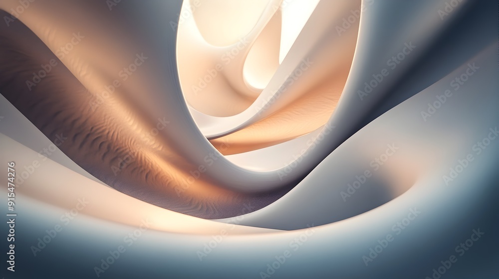 Poster Elegant 3D Organic Forms with Soft Lighting and Harmonious Abstract Visual Theme
