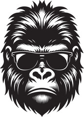 Gorilla head mascot Silhouette isolated on white background Minimalist vector