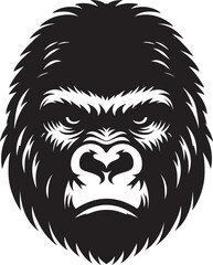 Gorilla head mascot Silhouette isolated on white background Minimalist vector