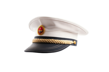 White Officer Cap with Gold Braid and Insignia