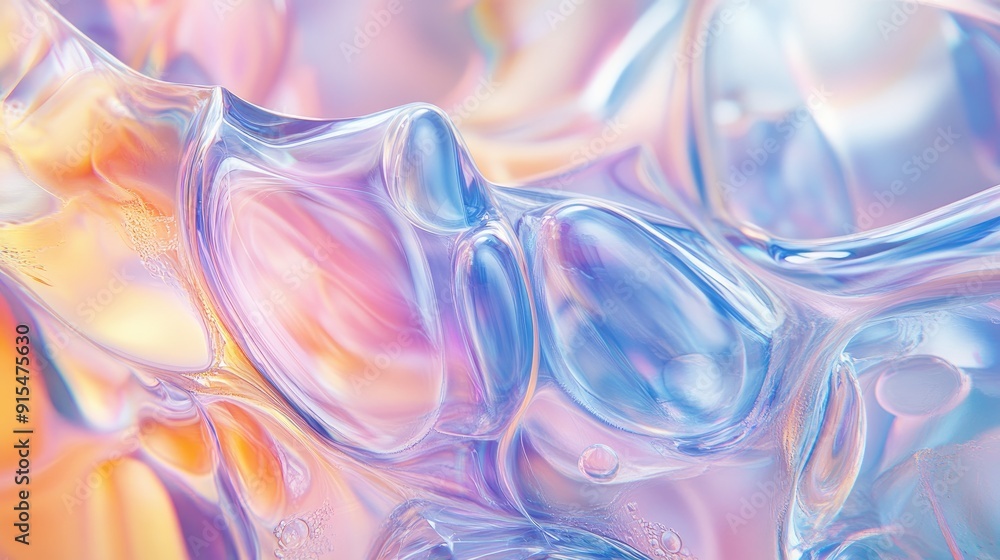 Poster a fluid abstract background with overlapping soap bubbles and gentle color transitions, offering a s