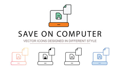 Save On Computer icon design with white background stock illustration
