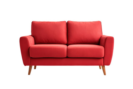 Red Sofa with Wooden Legs