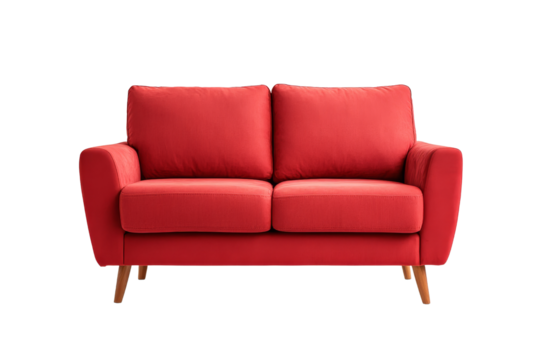 Red Sofa with Wooden Legs