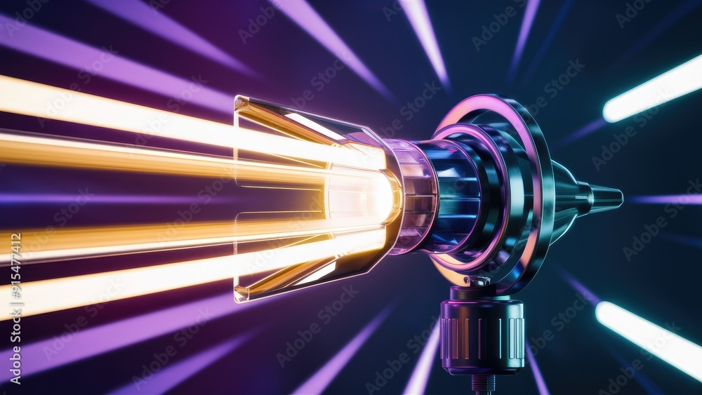 Aufkleber futuristic light source hightech digital technology concept with gradient background in purple and d