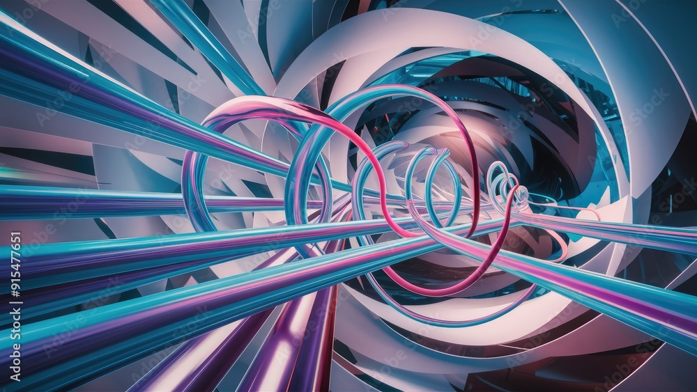 Poster vibrant flowing lines in a dynamic space abstract digital background 3d visualization