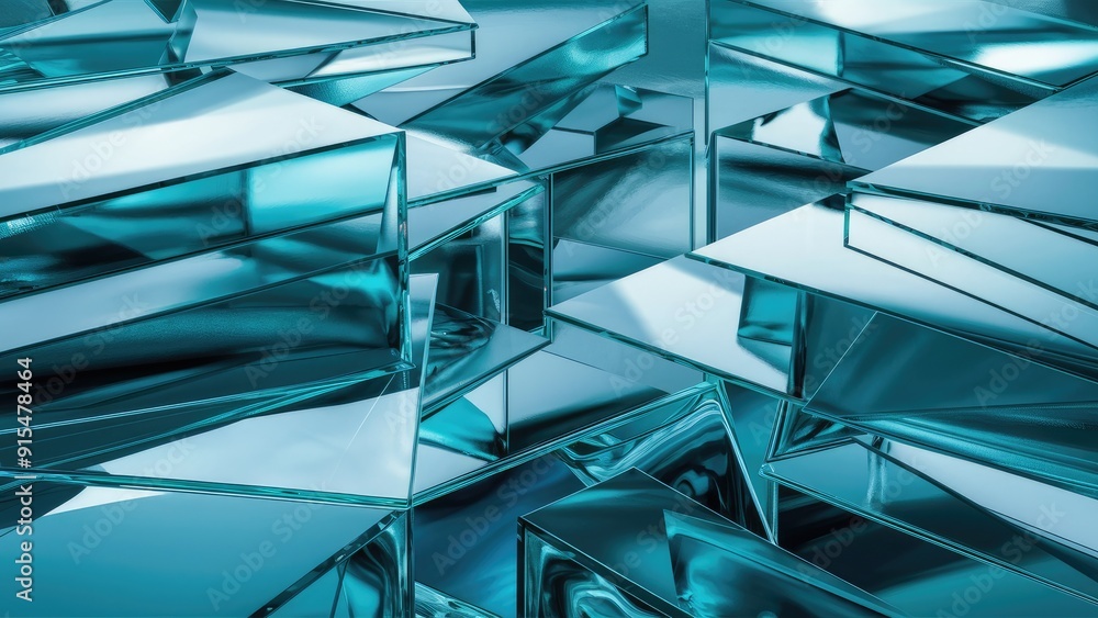 Poster abstract layered crystal glass background in 3d rendering