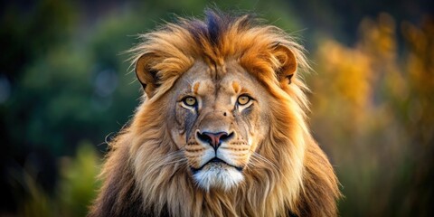 Obraz premium Close-up photo of a majestic lion in its natural habitat, wildlife, safari, animal, predator, Africa, lion
