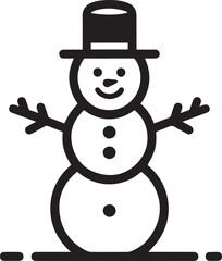 silhouette vector smiling snowman black And White