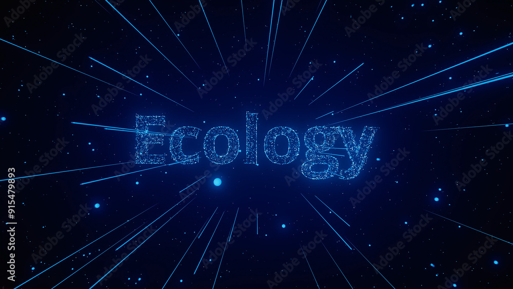 Wall mural a vibrant display of the word ecology highlighted by radiant particles, illustrating its significanc