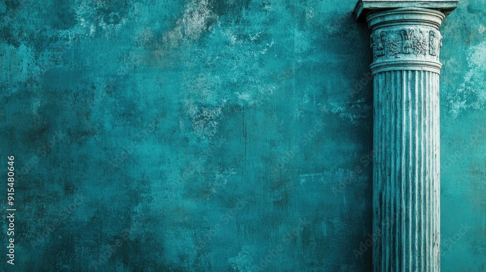 Fototapete abstract background featuring a single roman column with ample space for text in the middle. the ble