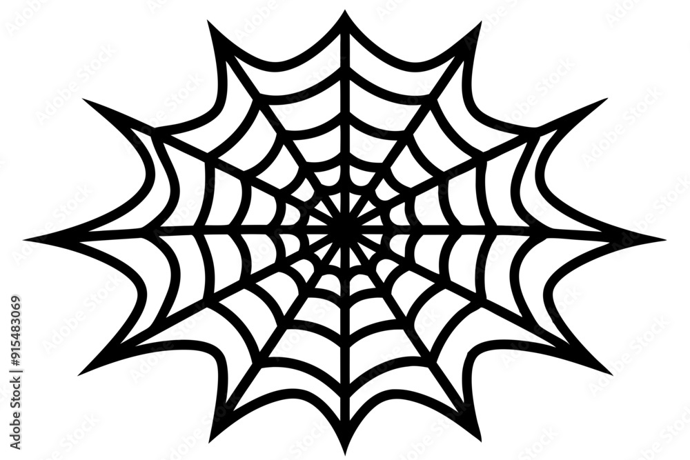 Wall mural vector line art halloween spider web vector icon illustration