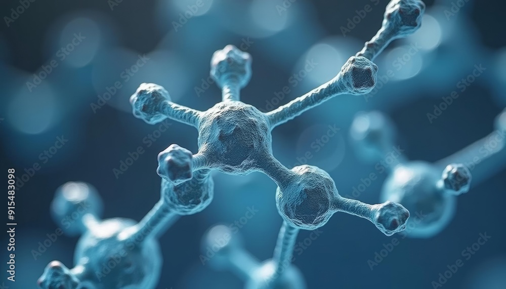 Poster molecular structure in a closeup 3d rendering
