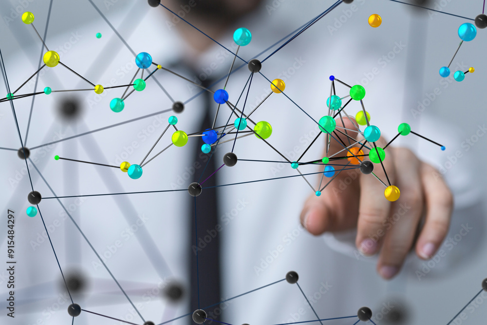 Poster conference digital network and data concept 3d
