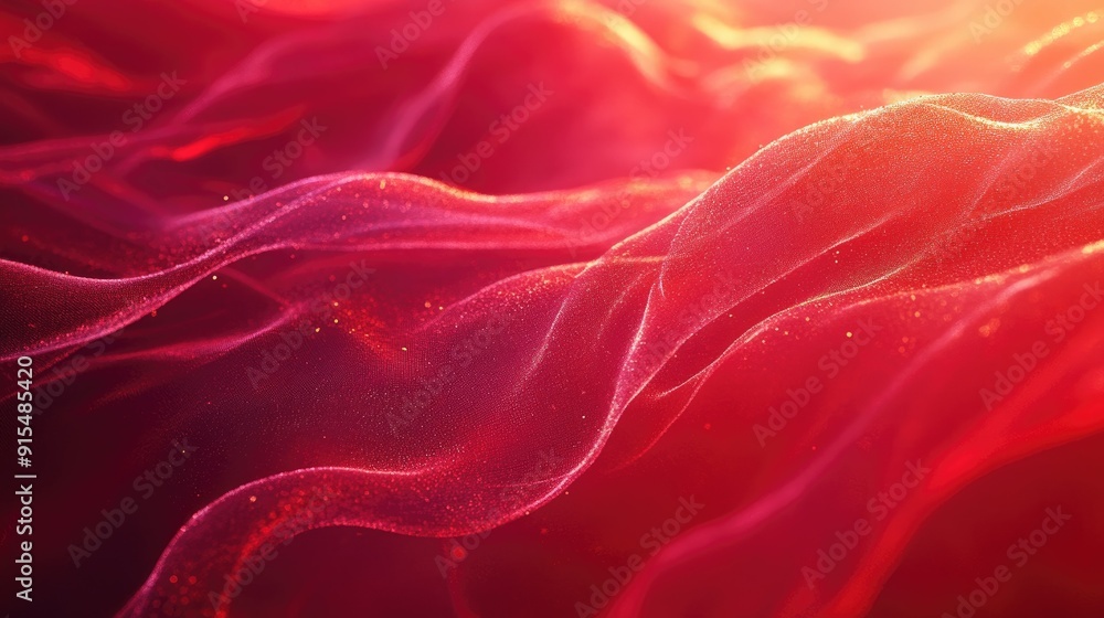 Poster romantic 3d red background with soft textures and warm lighting, creating a dreamy and enchanting at