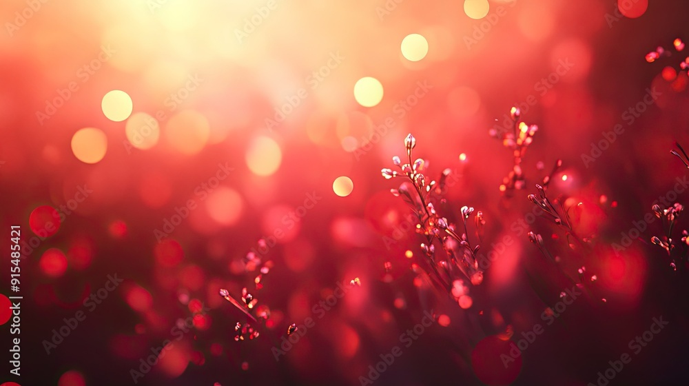 Poster romantic 3d red background with soft textures and warm lighting, creating a dreamy and enchanting ef