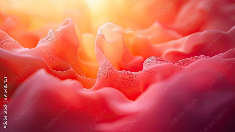 Poster romantic 3d red background with soft textures and warm lighting, creating a dreamy and enchanting ef