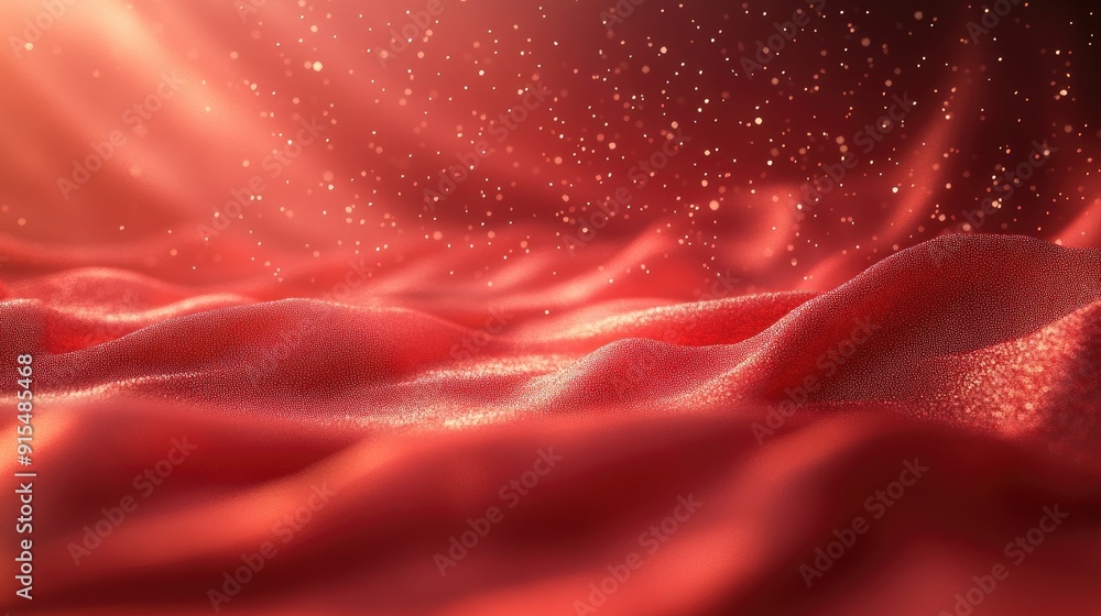 Poster romantic 3d red background with soft textures and warm lighting, creating a dreamy and enchanting ef