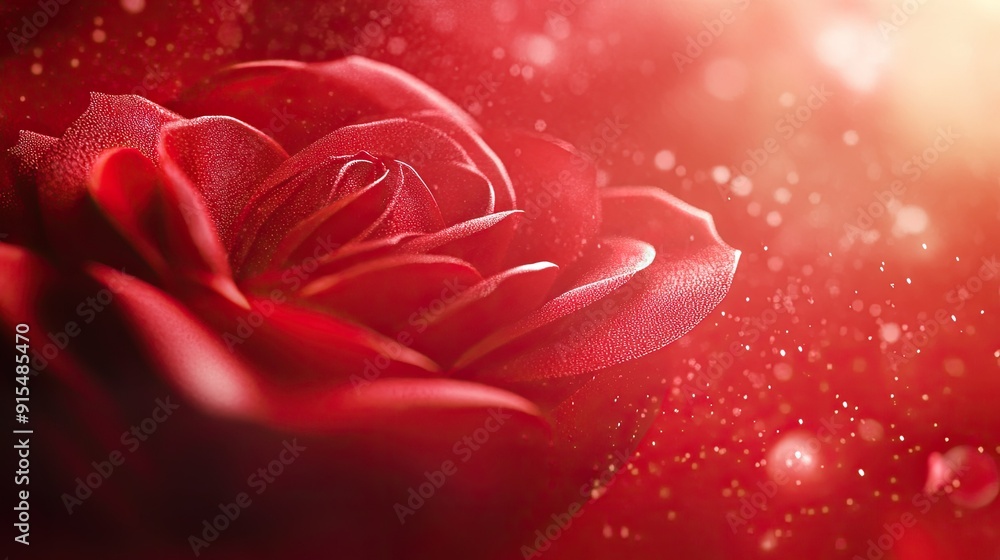 Poster romantic 3d red background with soft textures and warm lighting, creating a dreamy and enchanting ef