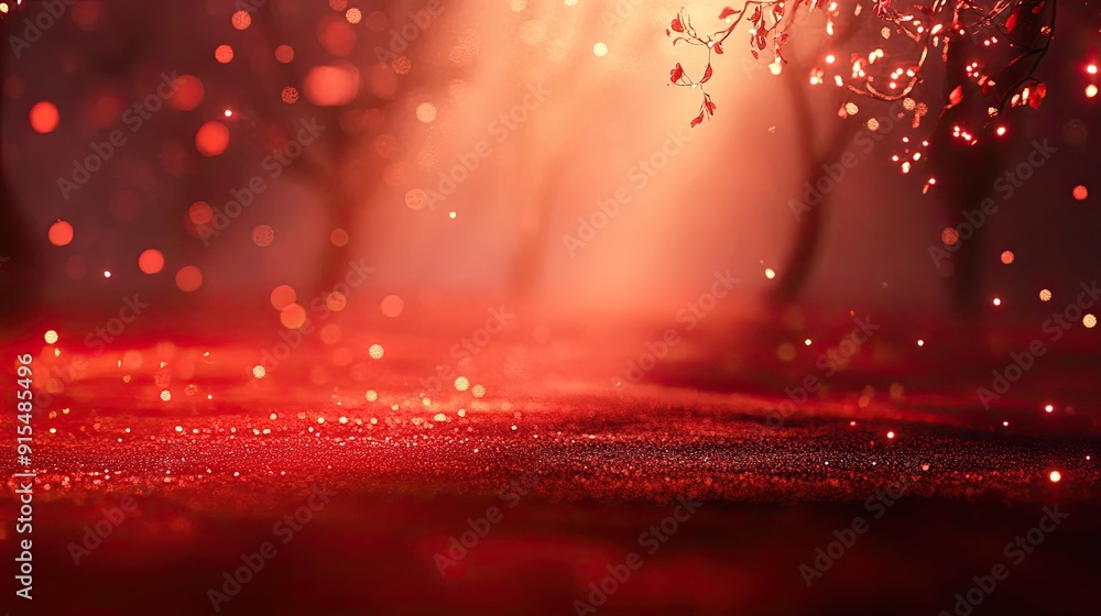Poster romantic 3d red background with soft textures and warm lighting, creating a dreamy and enchanting ef