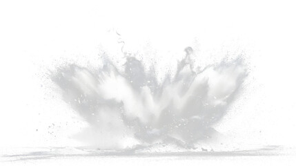 white sugar dust explosion, front view, studio lighting, plain black background