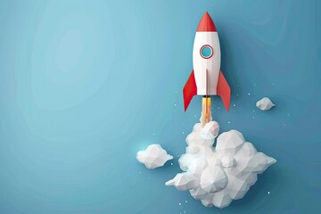A minimal rocket icon taking off, symbolizing a business startup launch