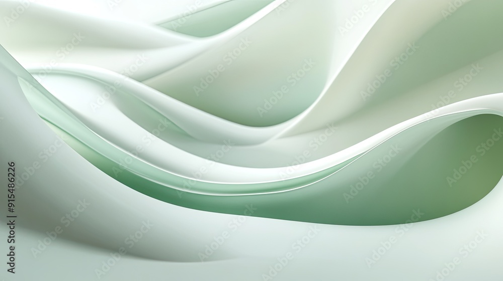 Aufkleber serene 3d light green background with gentle curves and soft lighting, creating a peaceful and calmi